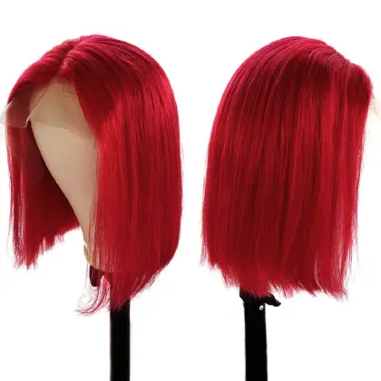 Wholesale Human Hair Colorful Bob Wig For Women,Pre Plucked Mink Brazilian Hair Bob Wigs,Red Orange Pink Purple Cut Bob Wigs
