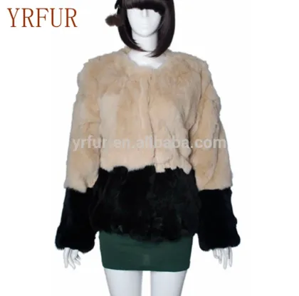 YR770 Canada Rex Rabbit Patchwork Soft Fur Coat Women