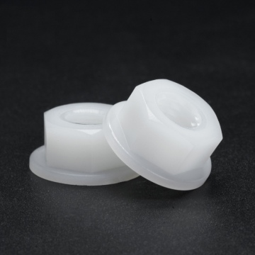 Black and White Nylon Hexagonal Flange Nut Made of PA66 Plastic