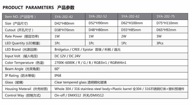 Stainless steel aquarium underwater light