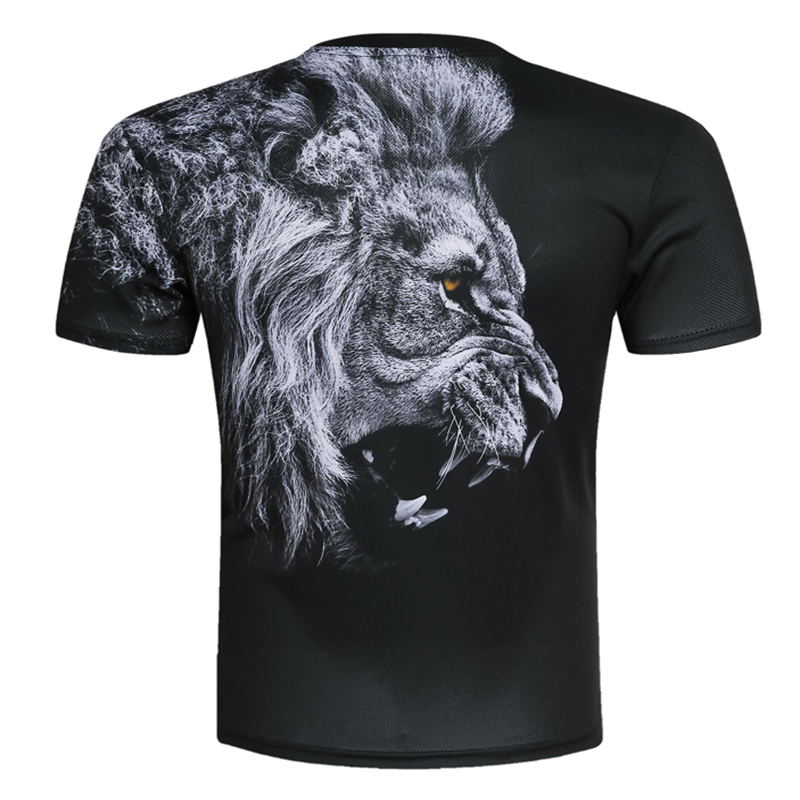 Mens 3d lion Print T shirt 100 polyester shirts