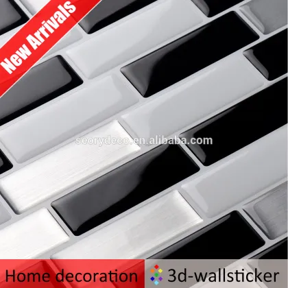 New trend product resin mosaic silver black and white tile for wall mosaic art