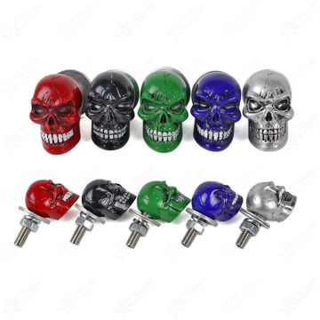 Retro Skull Fasteners Kit - 4pcs M6 Replacement Bolts and Nuts for Car Plates, Trucks, and Motorcycles