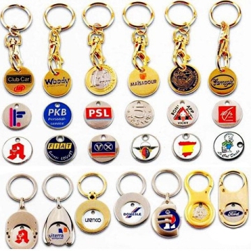 Promotional Zinc Alloy Trolley Coin Keyring & Keychain