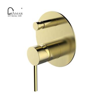 Durable 2 Way Concealed Brass Bath Shower Valve Brushed Gold