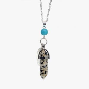 Spot Jasper Plume Hexagonale Prisme Pendentif Collier Ras Du Cou