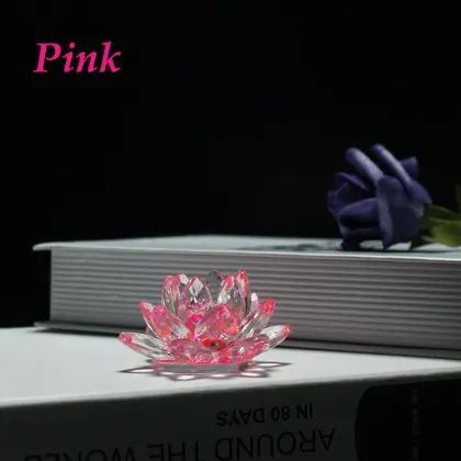 Feng Shui Crystal Lotus Paperweight - Wedding Decoration and Religious Gift