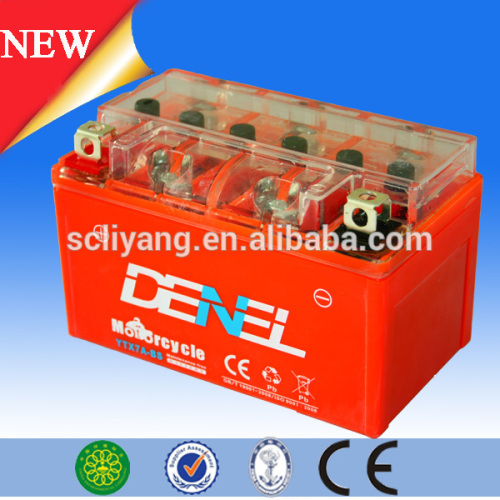 MG7A motorcycle battery,orange sealed gel motorcycle battery, 12V7Ah motorcycle battery with factory price