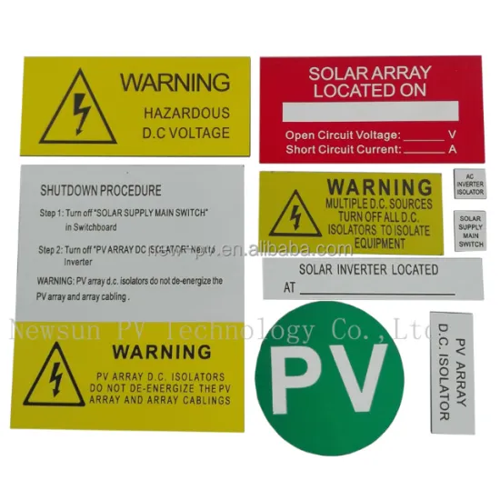 High Quality Engraved Solar PV Warning Stickers - Self-Adhesive Labels