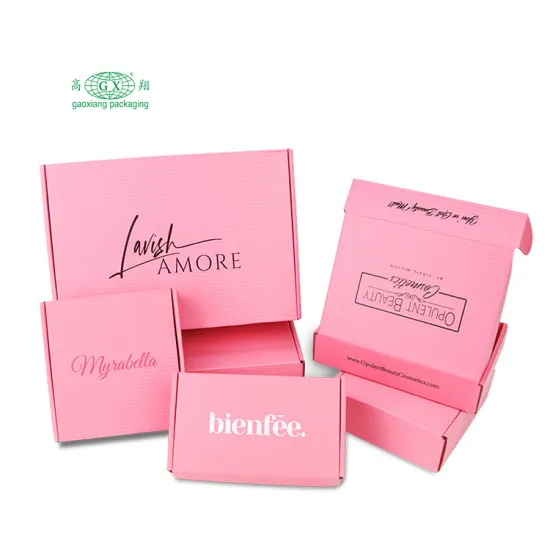 Custom Logo Pink Paper Cardboard Corrugated Mailer Shipping Boxes for Multiple Usage