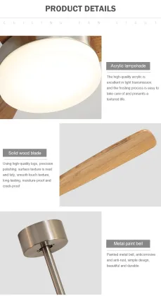 Real wood 3 blades ceiling fan without light