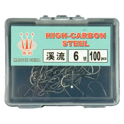Fishing Hooks Assist High Carbon Steel Hooks 100pcs/Box for Wild Fishing Crucian Carp