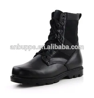 Top-grade leather black military boot tactical boots