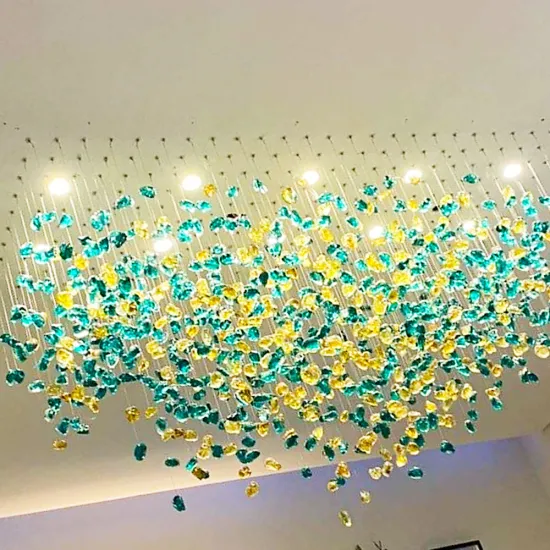 Modern Personalized Acrylic LED Chandelier for High Ceilings in Hotel Lobby