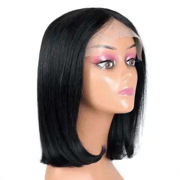 Lace Part Short Bob Wigs Remy Brazilian Straight 100% Natural Human Hair T part closure Wig 13x1 For Women