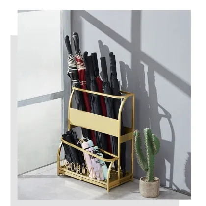 Iron work golden umbrella storage rack