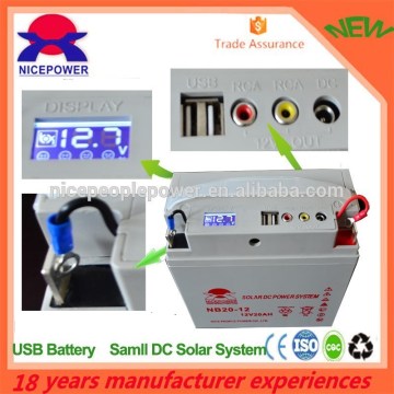 DC mini solar system SMF battery 12v 20ah suitable for each home