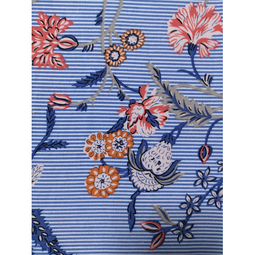 Stripe Flower Rayon Voile 60S tryckt vävt tyg