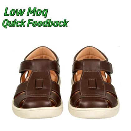Soft Leather Closed Toe Barefoot Kids Sandals Non Slip Toddler Boys Summer Outdoor Sandals