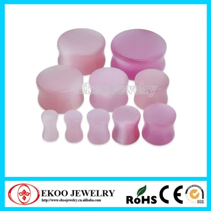 Pink Cat Eye Natural Stone Ear Plugs Body Jewelry