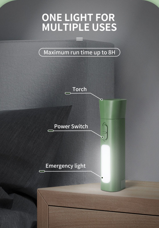 USB Rechargeable Mini Flashlight With Emergency Side Light