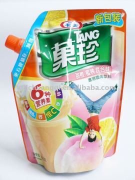 plastic stand up drink pouch with spout packaging
