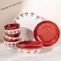 Ceramic Floral Dinner Plates Porcelain Floral Dinner Set Gift Dinnerware Set with Decal Solid Color