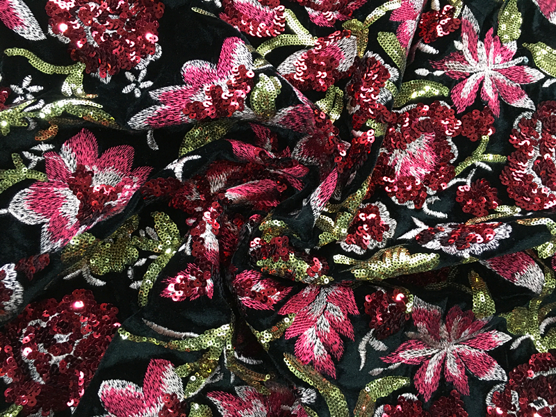 Spangle Velvet Embroidery Fabric