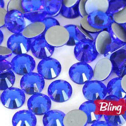 Sparkly Glass Hot Fix Rhinestones Capri Blue
