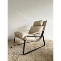 Modern Natural Leather Easy Chair with Steel Structure