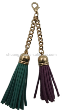 Hot selling fashion leather tassels for handbag, shoe. zipper leather tassel