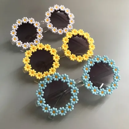 Cute Flower Sunglasses for Kids - Feirong Vintage UV400 Toddler Shades