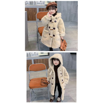 Children's Cashmere Coat Girls' Mid Length Fashion Coat