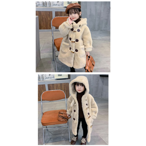 Children's Cashmere Coat Girls' Mid Length Fashion Coat