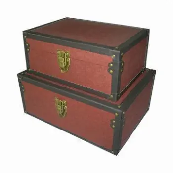 S/2 Brown Suitcases with Antique Brass Metal Locker and Studs