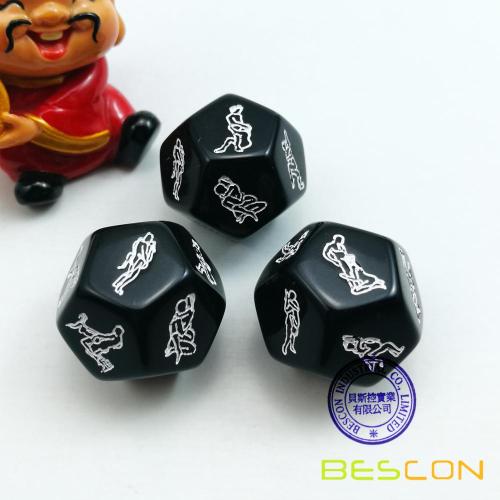 Black 12 Sides Love Dice Lover Sex Position Dice pour les couples adultes Dirty Die Game Sexe