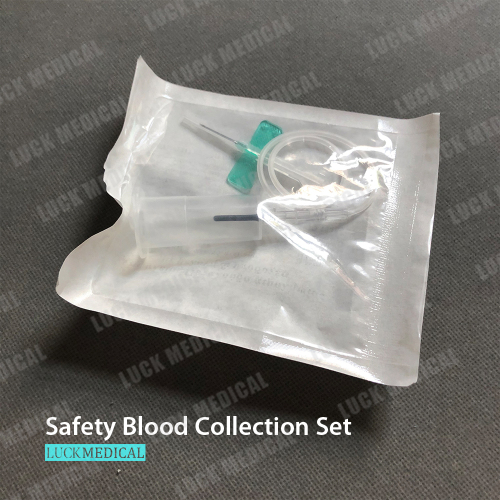 Conjunto de coleta de sangue de segurança a pótete + adaptador Luer