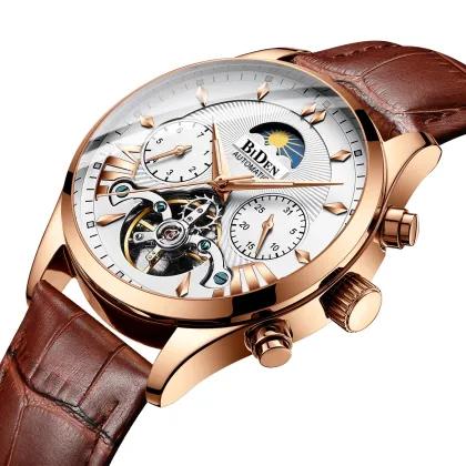 BIDEN 0189 Original design watch men's double flywheel automatic mechanical watch fashion casual business men's clock Original