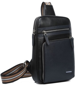 Newest Stylish Designer Soft Leather Attractive Men Shoulder Chest Bag with Zipper Decorate
