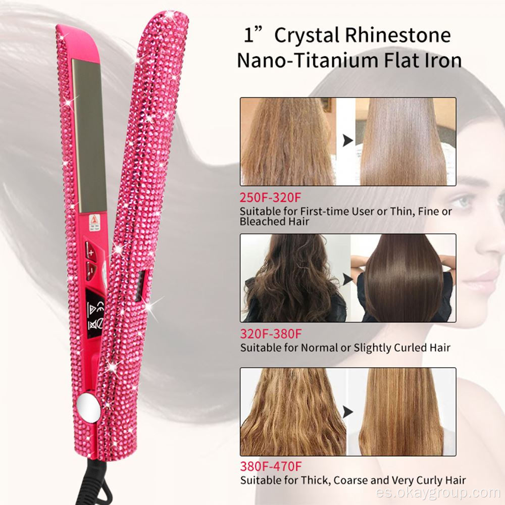 Plancha de pelo Etiqueta privada Crystal Bling Flat Iron