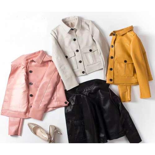 Soft PU Coat Casual Women Slim Leather