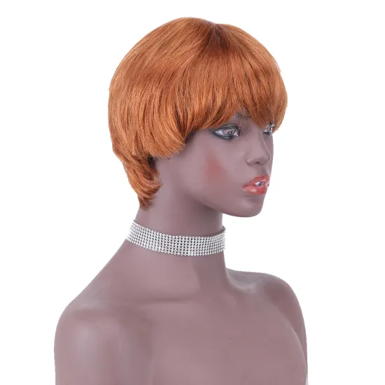 perruque afro naturelle blonde russian virgin hair blonde halo slavic hair pixie bob wig with bangs ginger blond human hair wigs