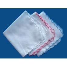 White Wedding Cotton Embroidered Scalloped Edge Handkerchief