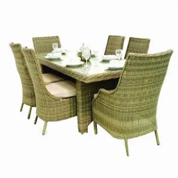 Outdoor Aluminum Rattan Dining Sets with 5mm Tempered Glass