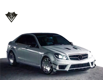 2012-2014 W204 C63 ब्लैक बॉडी किट 4 डोर्स एफआरपी फॉर सी क्लास W204