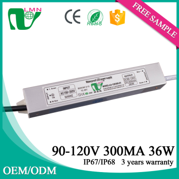 120V 300ma CE standard Constant Current Waterproof LED driver IP67
