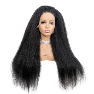 100% Brazilian Human Hair Wigs Kinky Straight Lace Front Wig Pre Plucked HD Transparent Lace Wig Raw Hair Wholesale Vendor