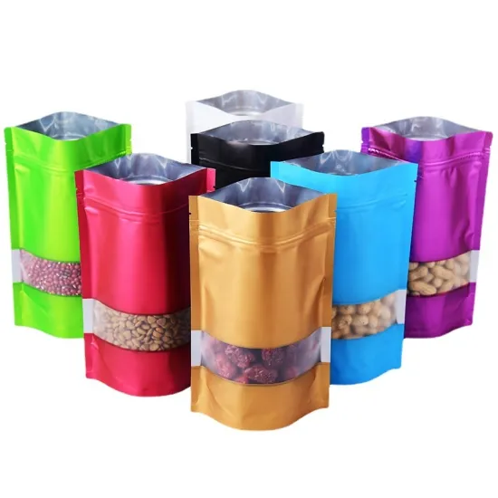 Stand Up Ziplock Food Packaging Bags With Window