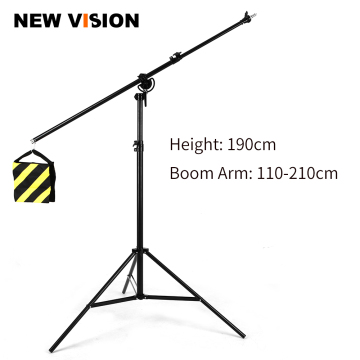 126 "320 cm verstelbare aluminium boomlichtstandaard met roteerbare arm en zandzak voor studiofotografie