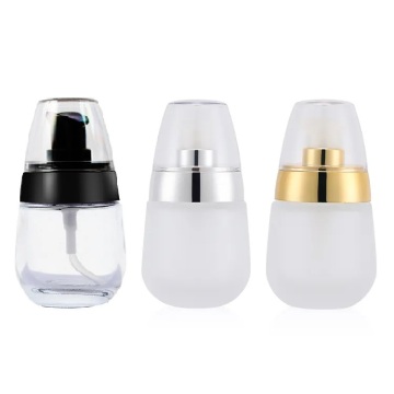 Luxury Oval Glass Bottle Packaging for Skincare Products - 35ml Pump Bottle with Custom Logo